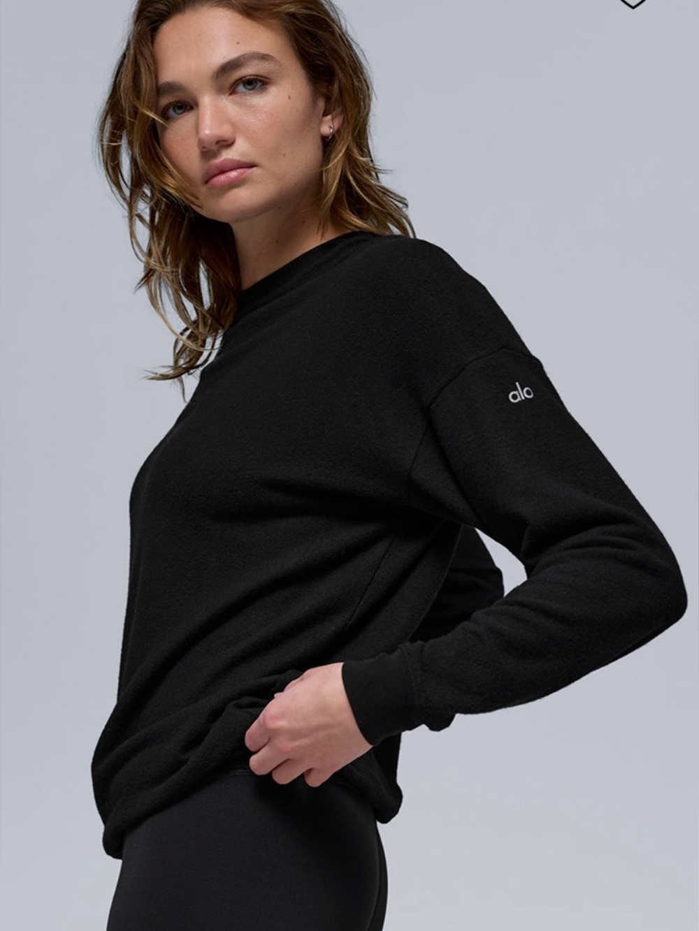 Alo Soho Pullover Crewneck Sweatshirt Pre Washed Live in, distressed Look S